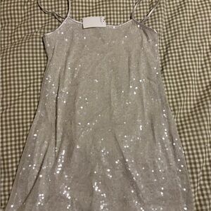 NWT H&M Silver/White Sequin Mini Dress